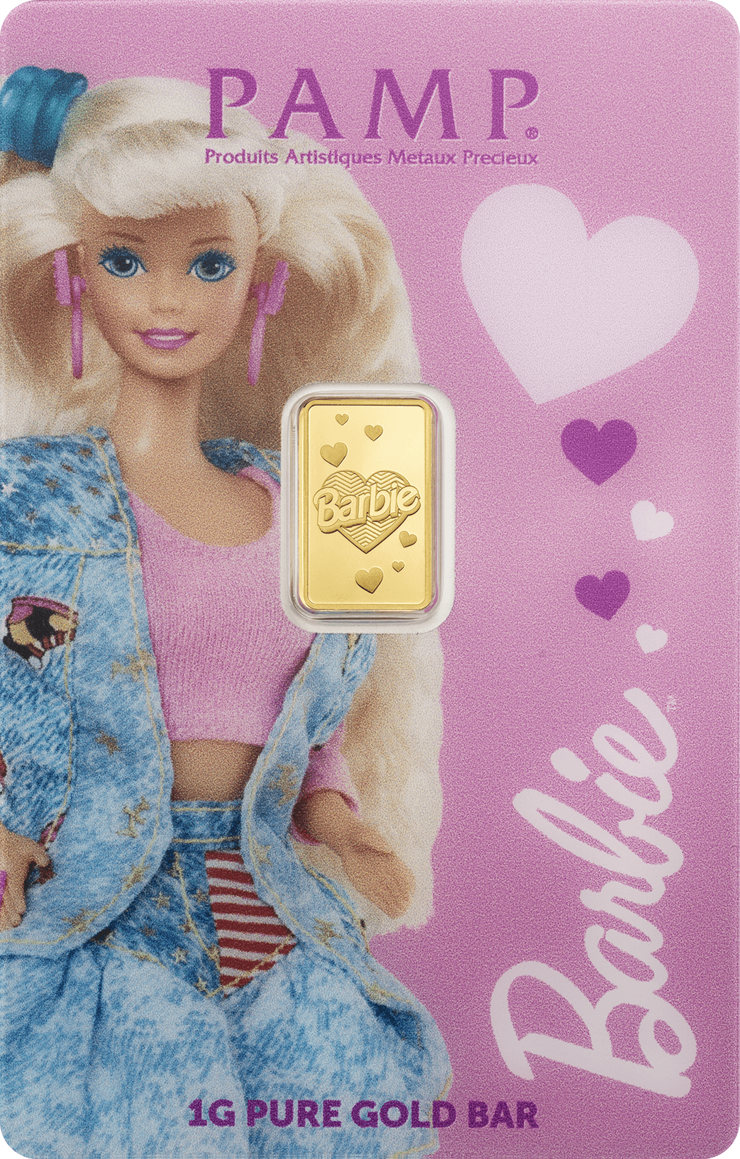 1g Gold Bar Barbie™ Valentine’s Day front