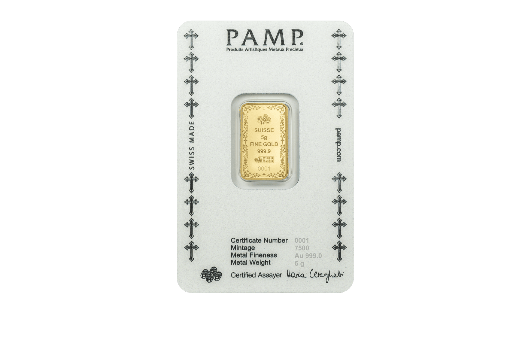 5g Gold Bar Cross of Christianity back