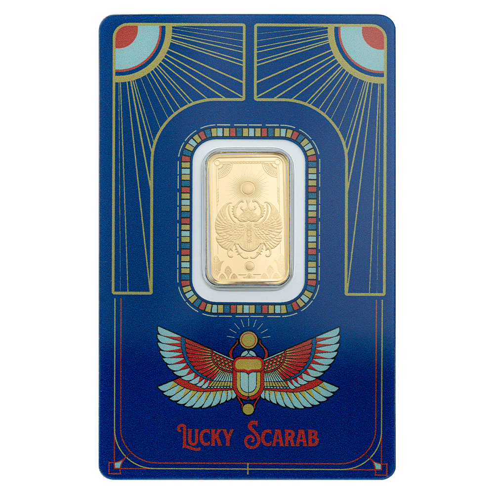 5g Gold Bar Good Luck Scarab front