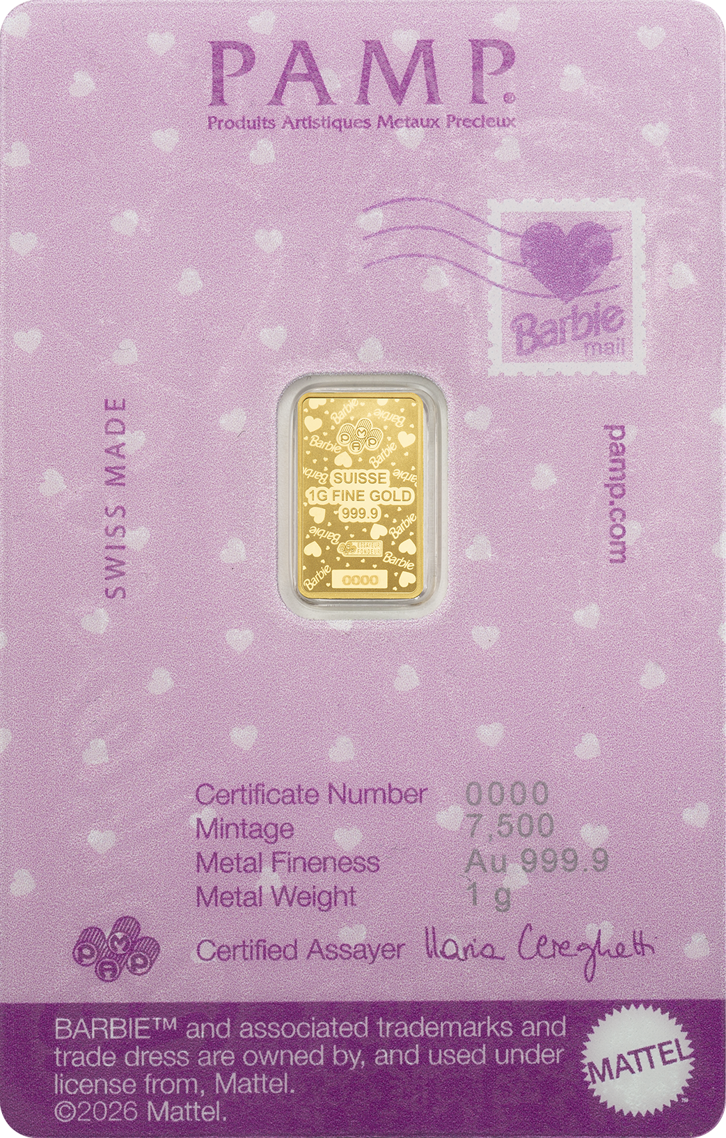 1g Gold Bar Barbie™ Valentine’s Day back