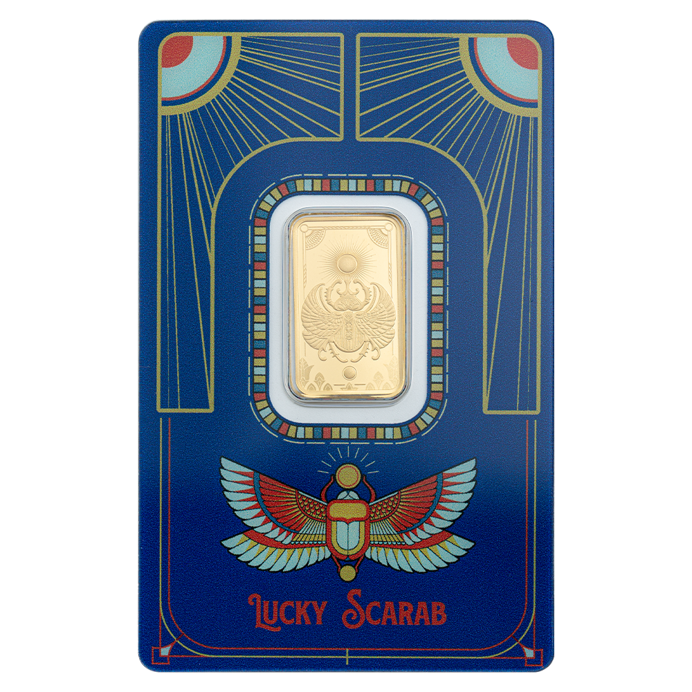 5g Gold Bar Good Luck Scarab front